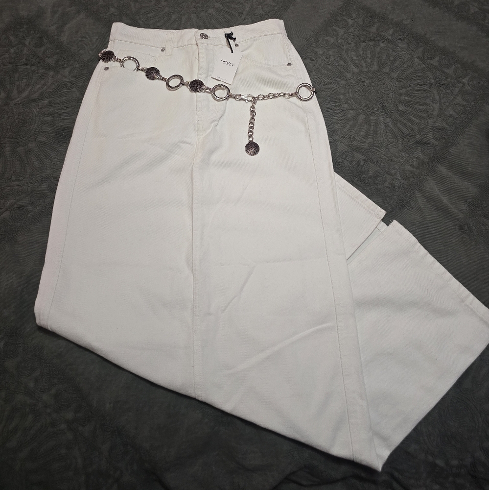 White Denim Pencil Skirt
